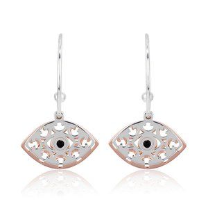Vanbelle Sterling Silver Jewelry Light Weight Evil Eye Half Hoop Earrings